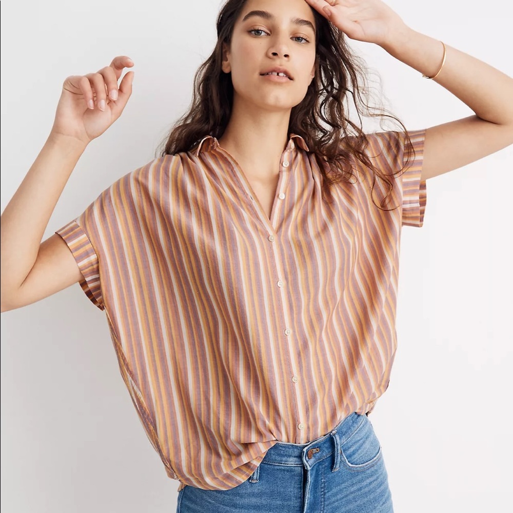 Madewell Central Shirt in Rainbow Stripe in XS